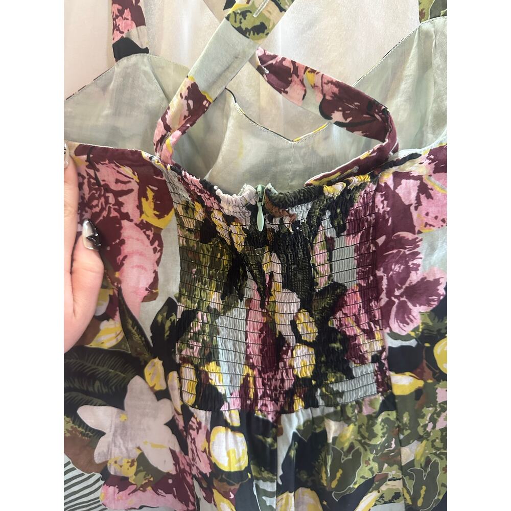 Cabi Floral Tank Top Womens Size 12 Criss Cross Back - Picture 5 of 8